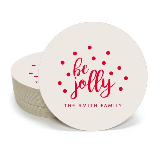 Confetti Dots Be Jolly Round Coasters