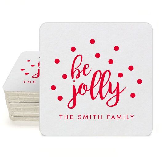 Confetti Dots Be Jolly Square Coasters