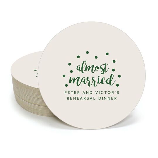 Confetti Dots Almost Married Round Coasters