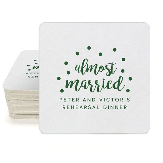 Confetti Dots Almost Married Square Coasters