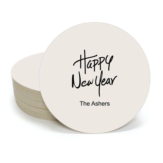 Fun Happy New Year Round Coasters