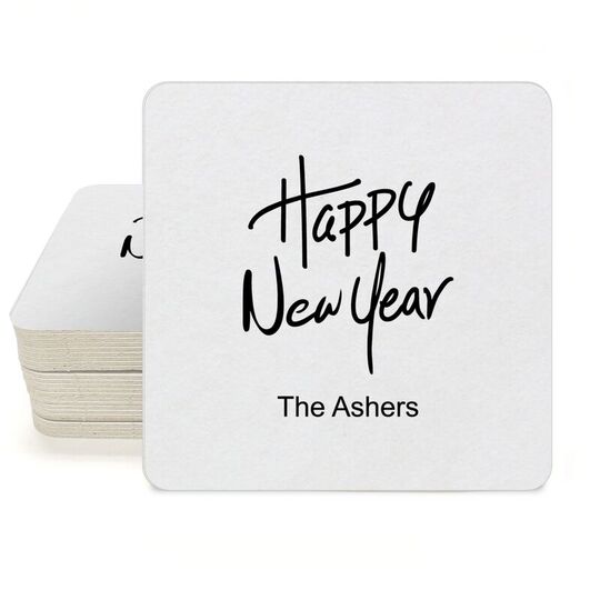 Fun Happy New Year Square Coasters