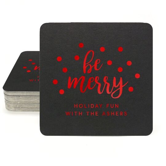 Confetti Dots Be Merry Square Coasters