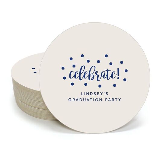 Confetti Dots Celebrate Round Coasters
