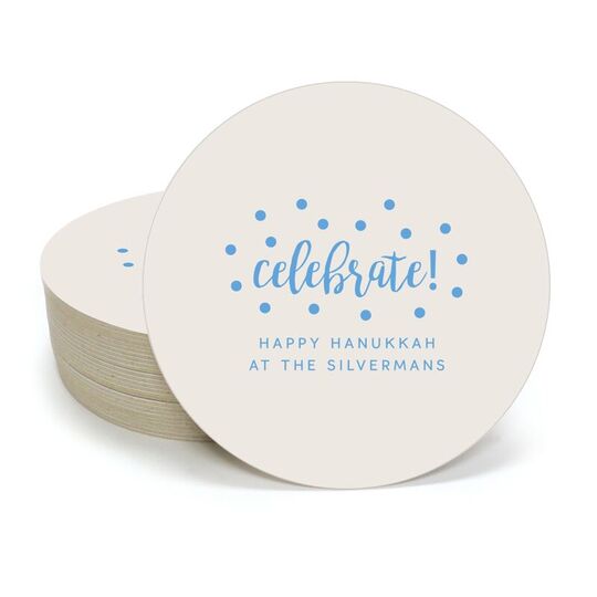 Confetti Dots Celebrate Round Coasters