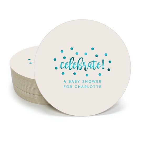 Confetti Dots Celebrate Round Coasters