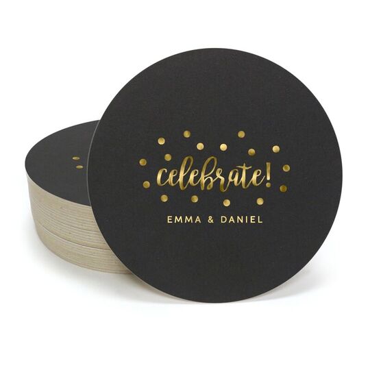 Confetti Dots Celebrate Round Coasters