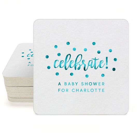 Confetti Dots Celebrate Square Coasters