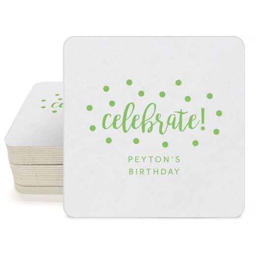 Confetti Dots Celebrate Square Coasters