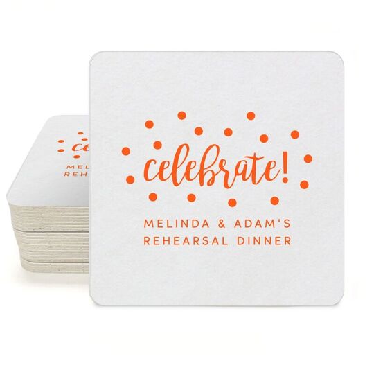 Confetti Dots Celebrate Square Coasters