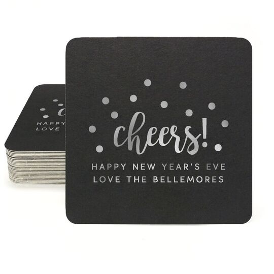 Confetti Dots Cheers Square Coasters
