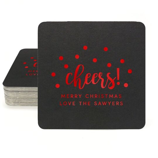 Confetti Dots Cheers Square Coasters