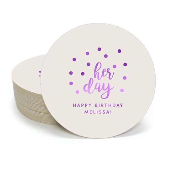Confetti Dots Her Day Round Coasters