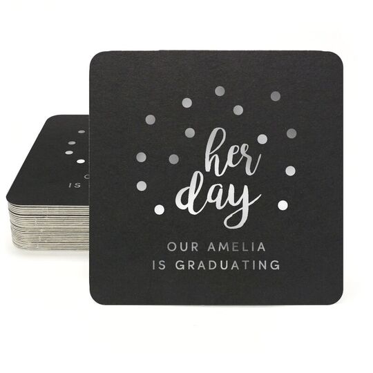 Confetti Dots Her Day Square Coasters