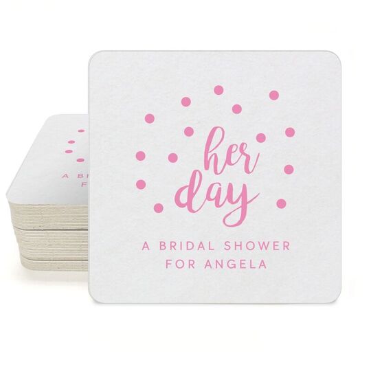 Confetti Dots Her Day Square Coasters