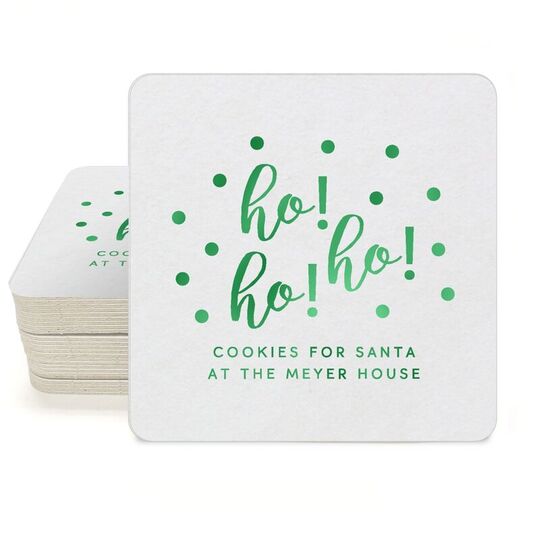 Confetti Dots Ho! Ho! Ho! Square Coasters