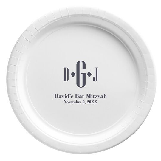 Condensed Monogram with Text Paper Plates