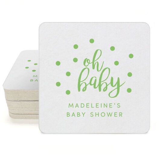 Confetti Dots Oh Baby Square Coasters