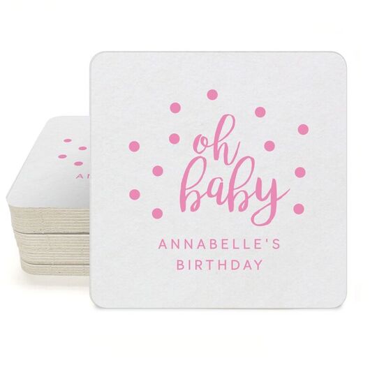 Confetti Dots Oh Baby Square Coasters