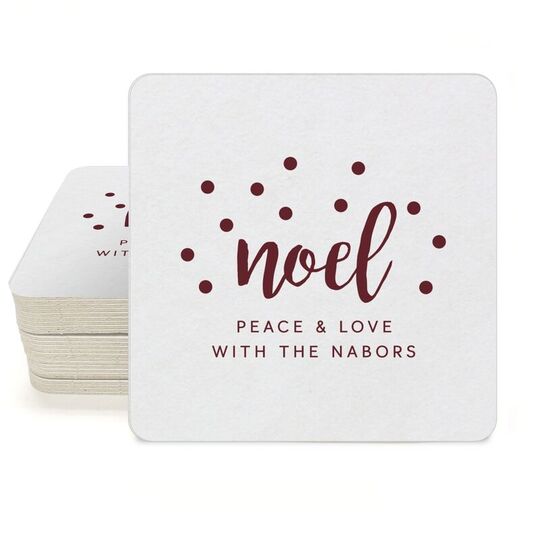 Confetti Dots Noel Square Coasters