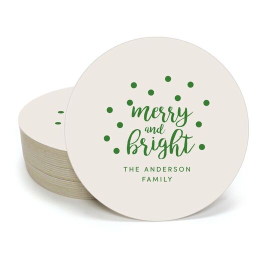 Confetti Dots Merry and Bright Round Coasters