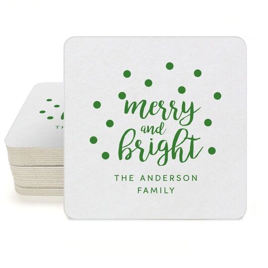 Confetti Dots Merry and Bright Square Coasters