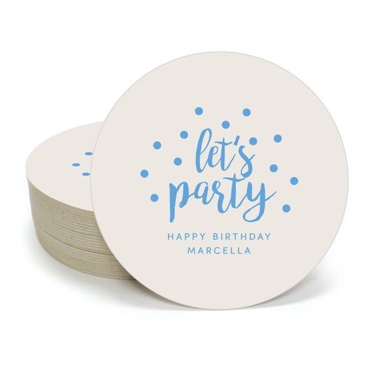 Confetti Dots Let's Party Round Coasters