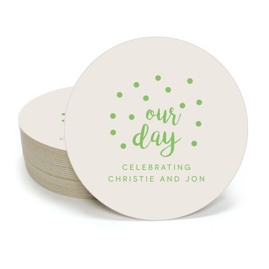 Confetti Dots Our Day Round Coasters