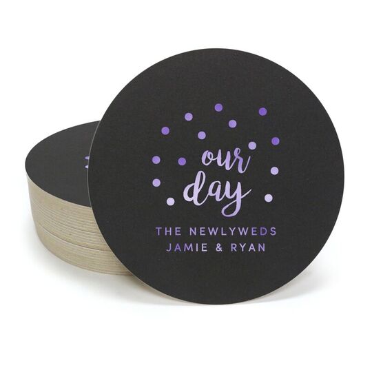Confetti Dots Our Day Round Coasters