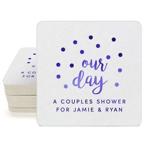 Confetti Dots Our Day Square Coasters