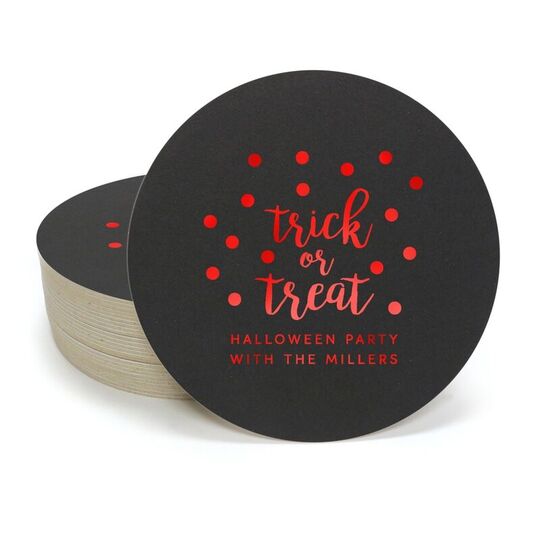 Confetti Dots Trick or Treat Round Coasters