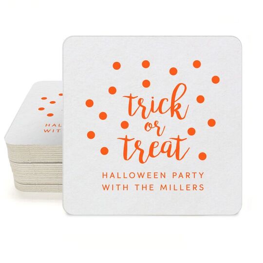 Confetti Dots Trick or Treat Square Coasters