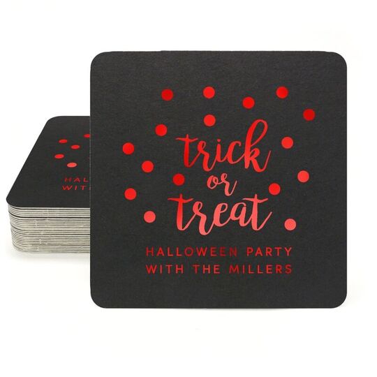 Confetti Dots Trick or Treat Square Coasters