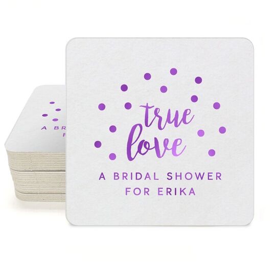 Confetti Dots True Love Square Coasters