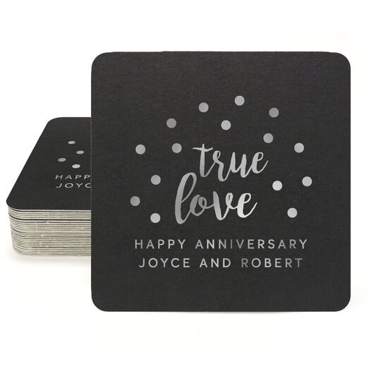 Confetti Dots True Love Square Coasters