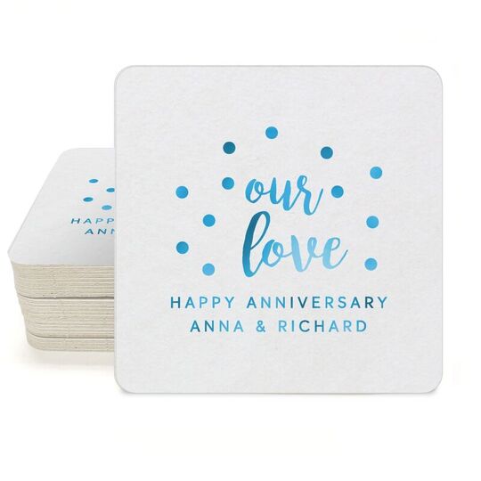 Confetti Dots Our Love Square Coasters