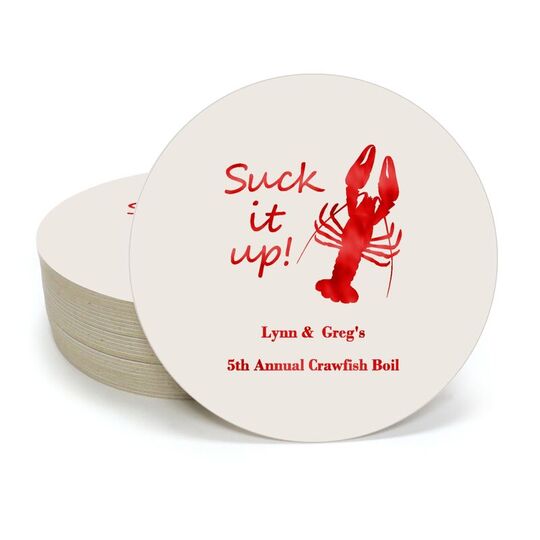 Crawfish Suck It Up Round Coasters