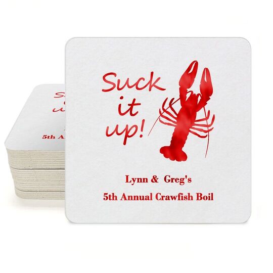 Crawfish Suck It Up Square Coasters