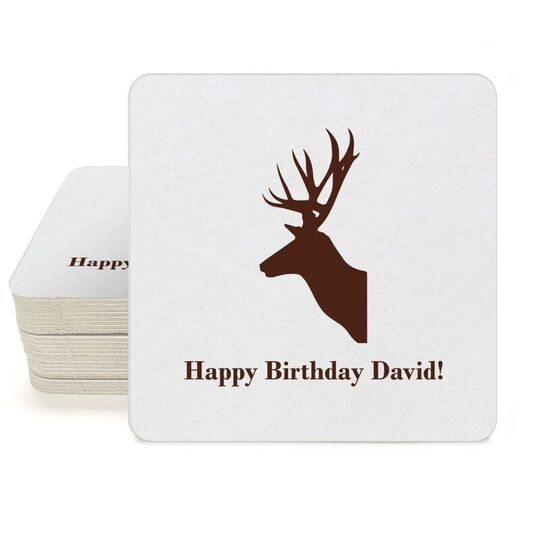 Deer Buck Square Coasters