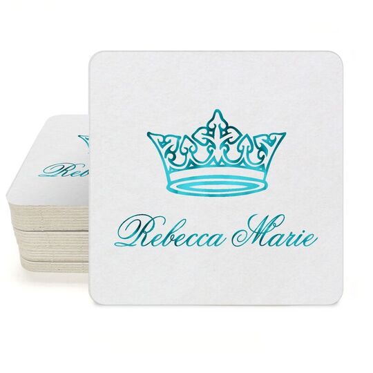 Delicate Princess Crown Square Coasters