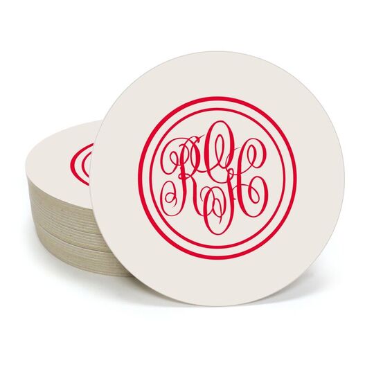 Double Circle Monogram Round Coasters