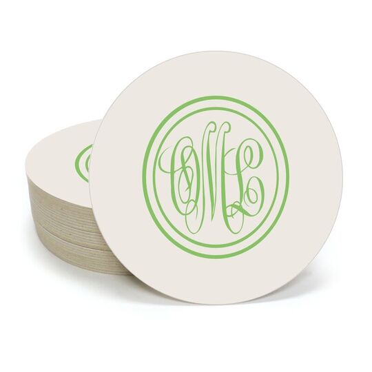 Double Circle Monogram Round Coasters