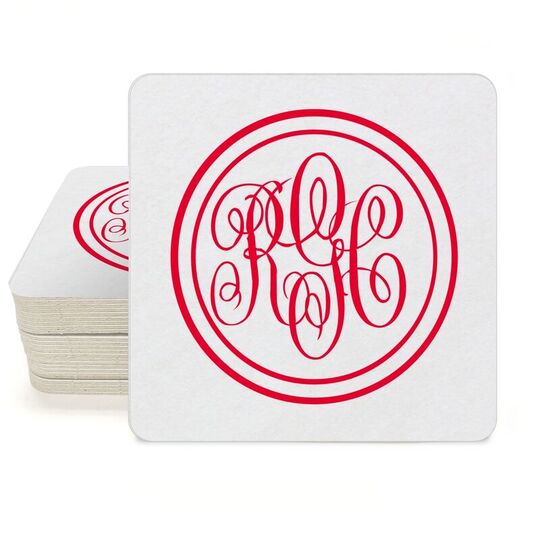 Double Circle Monogram Square Coasters