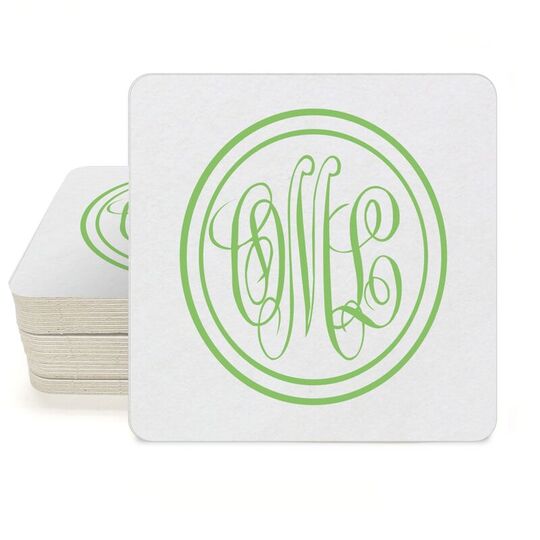 Double Circle Monogram Square Coasters