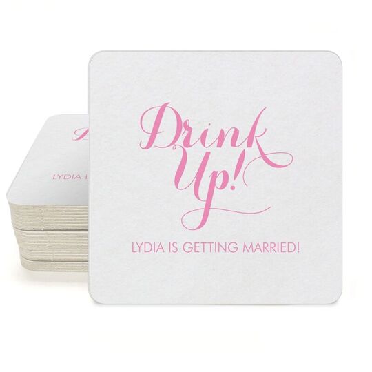Drink Up Square Coasters