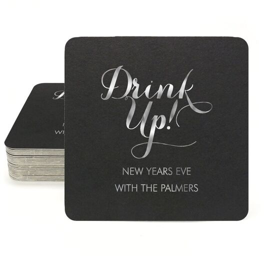 Drink Up Square Coasters