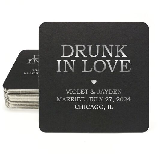 Drunk in Love Heart Square Coasters