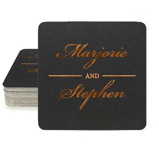 Duo Name Square Coasters