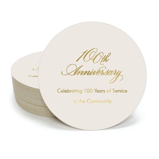 Elegant 100th Anniversary Round Coasters