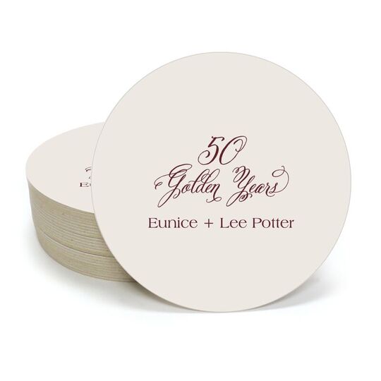 Elegant 50 Golden Years Round Coasters